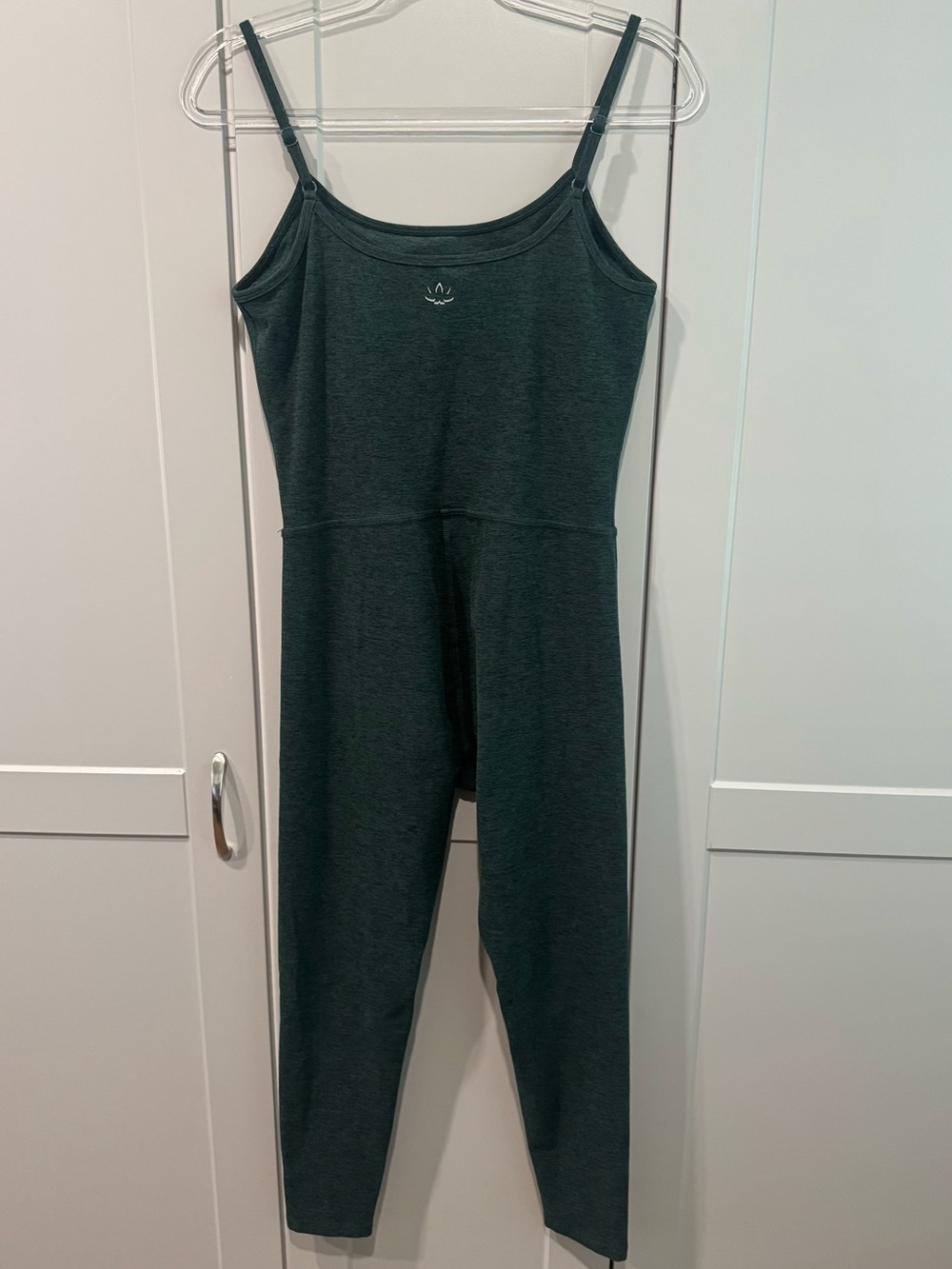 Beyond Yoga Dark Green Slim Ribbed Spaghetti-Strap Jumpsuit - Picture 3 of 4